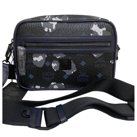 NEW MCM Small Aren Visetos Leather Crossbody Bag